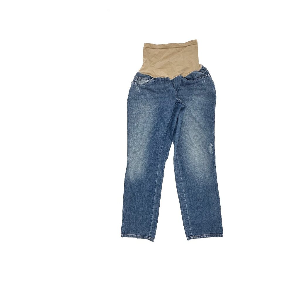 Oh Baby by Motherhood Distressed Straight Women's size L Large Blue Denim Jeans